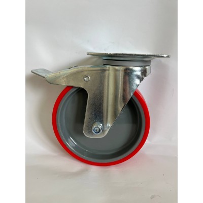 Колесо С 200 (102-025C-200) с кронштейном поворотным пластик/ТПР с тормозом