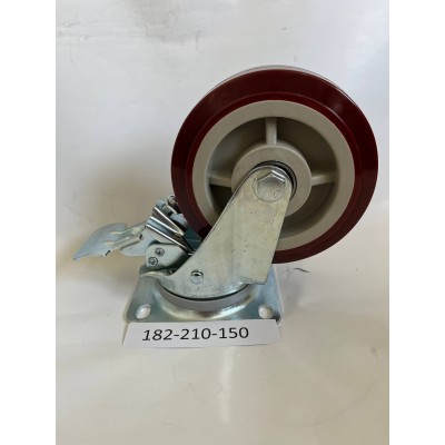 Колесо С 150 (182-210C-150) с кронштейном поворотным пластик/полиуретан с тормозом