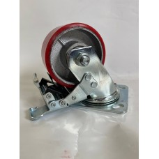 Колесо SA 125 (302-225-125) с кронштейном поворотным чугун/полиуретан с тормозом