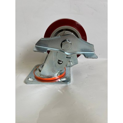 Колесо SC 125 (305-225-125) с кронштейном поворотным с тормозом чугун/полиуретан