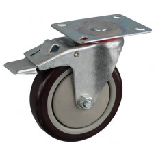 Колесо А 100 (002-060-100) с кронштейном поворотным пластик/полиуретан с тормозом Колесо А 100 (002-060-100) с кронштейном поворотным пластик/полиуретан с тормозом