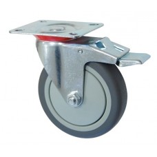 Колесо А 100 (002-063-100) с кронштейном поворотным пластик/TPR с тормозом