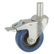 Колесо А 125 (011-061-125) с кронштейном поворотным пластик/полиуретан с осью fi.22 с тормозом Колесо А 125 (011-061-125) с кронштейном поворотным пластик/полиуретан с осью fi.22 с тормозом