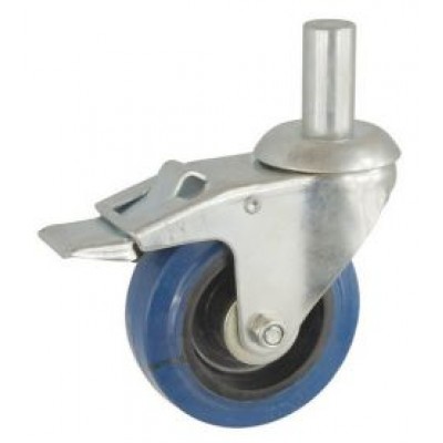 Колесо А 125 (011-061-125) с кронштейном поворотным пластик/полиуретан с осью fi.22 с тормозом