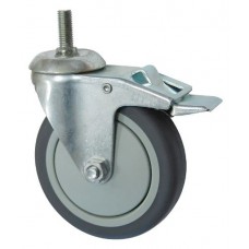 Колесо А 100 (015-063-100) с кронштейном поворотным пластик/TPR болт М12 с тормозом