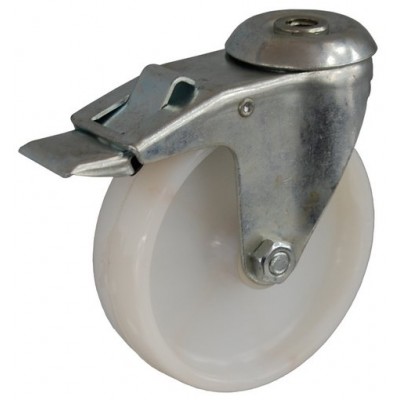 Колесо А 75 (007-020-075) с кронштейном поворотным полиамид с втулкой с отверстием 10,5 с тормозом