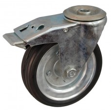 Колесо А 160 (007-009-160) с кронштейном поворотным металл/резина сборный диск с отверстием 16,5 с тормозом