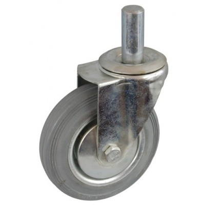 Колесо А 100 (010-002-100) с кронштейном поворотным металл/резина серая с осью fi.22