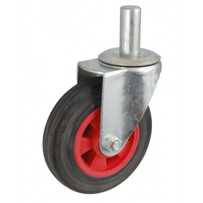 Колесо А 100 (010-003-100) с кронштейном поворотным пластик/резина с осью fi.22