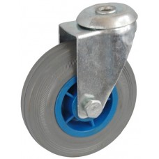 Колесо А 100 (006-004-100) с кронштейном поворотным пластик/резина серая с отверстием 12,5