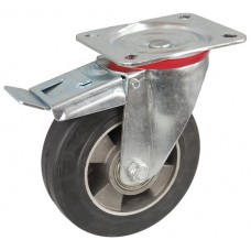 Колесо C 200 (102-250-200) с кронштейном поворотным алюминий/резина с тормозом