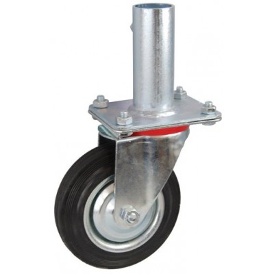 Колесо RA 160 (001-001-160R1) с кронштейном поворотным металл/резина с креплением под круглый профиль с фиксирующими болтами