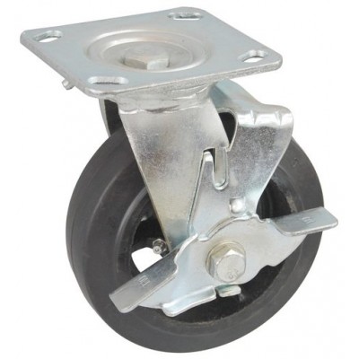 Колесо SA 200 (302-240-200) с кронштейном поворотным чугун/резина с тормозом