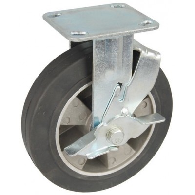 Колесо SA 125 (304-250-125) с кронштейном алюминий/резина с тормозом