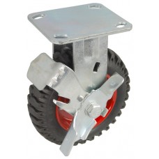 Колесо SA 100 (304-200-100) с кронштейном металл/резина с шариковым подшипником с тормозом